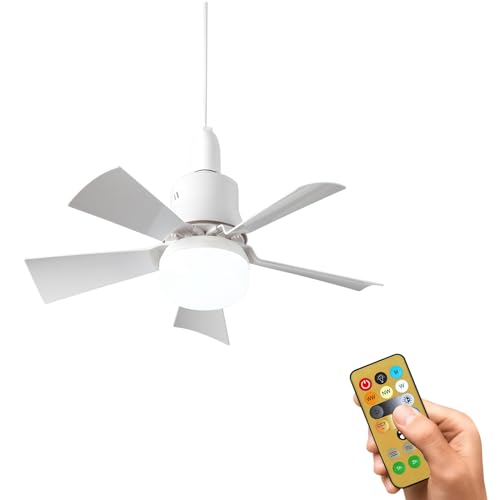 Eznaobo Ventilador Techo con Luz y Mando a Distancia 40CM, Interfaz E27, 3 Velocidades, 3 modos de iluminación/Minutero,Ventilador de Techo con luz para Interior Dormitorio Sal (white)