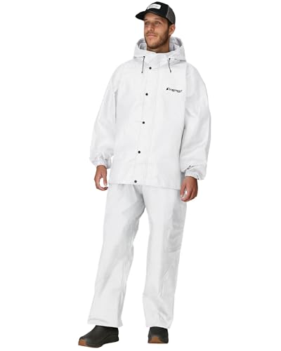 Image of FROGG TOGGS Men's Standard Classic All-Sport 3-Layer Waterproof Breathable Rain Suit, White, XX-Large