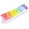 AUVON Weekly Pill Organizer Arthritis Friendly, BPA Free Travel 7 Day Pill Box Case with Spring Open Design and Large Compartment to Hold Vitamins, Cod Liver Oil, Supplements and Medication
