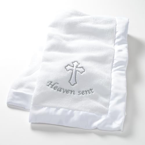 Image of Lambs & Ivy Heaven Sent Baptism/Christening Soft White Fleece Baby Blanket