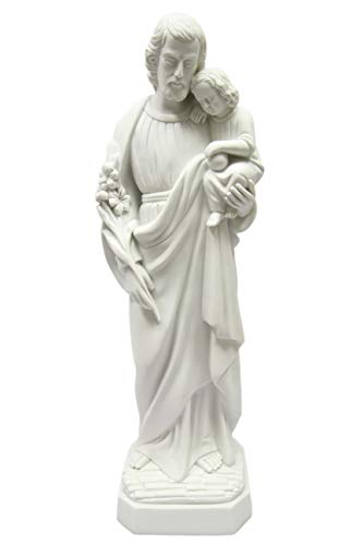 Estatua Blanca de San José con Niño Jesús 27 pulgadas