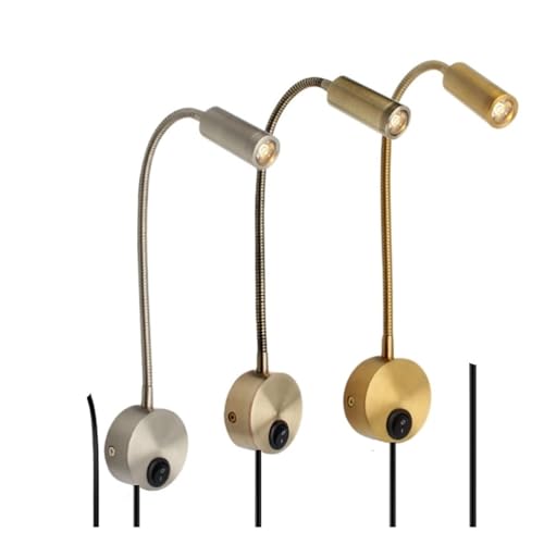 Lámpara de lectura de cabecera para dormitorio y aplique LED flexible de pared con enchufe 3W
