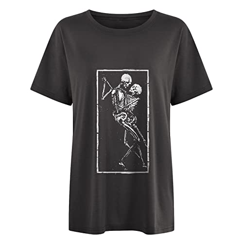 Image of Summer Y2k Tops for Womens, Casual Vintage Short Sleeve T-Shirt, Girls Oversize Loose Round Neck Elastic Tee