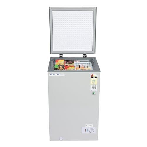 Image of VOLTAS 97 L Single Door White and Grey Hard Top Deep Freezer, CVF136SB2-A-G2