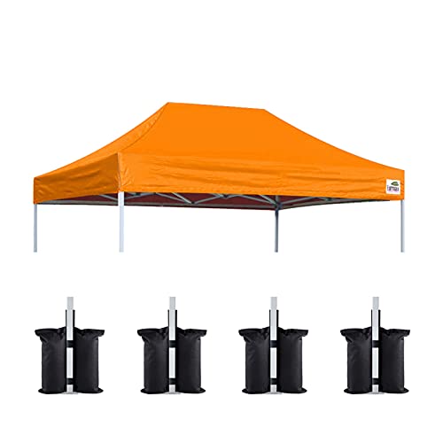 Image of Eurmax USA 8x12 Pop Up Canopy Replacement Top,Universal Instant Canopy Cover ONLY,Heavy Duty UPF 50+ UV Protection,Water & Wind Resistant Tarp,30+ Colors Available,Bonus 4 Sand Bags (Orange)