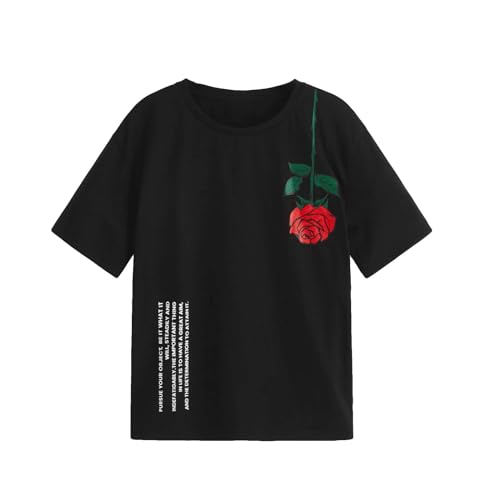 Boys Graphic Tees Funny Positive Message Shirts for Kids Letter Floral Print Cotton T Shirts Summer Tops