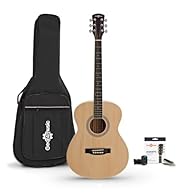 Includes gig bag, spare strings, tuner & capo Basswood construction provides bright and balanced tones Ultra-comfortable C-shaped neck is perfect for beginners Poplar laminate fretboard provides a silky smooth playing surface