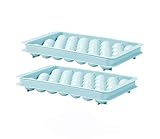 Eiswürfelform Set, 2 Stück Runde Eiskugelform mit Eisschaufel, 66 Eiskugeln je 2,4 cm Durchmesser, Hellblau