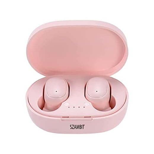SZAMBIT Fones de Ouvido Bluetooth v5.0,Uma Operação de Toque,Earbudos Sem Fio Verdadeiros,Playback de 60hrs com Caixa de Carregamento Sem Fio para Xiaomi Huawei,Rosa