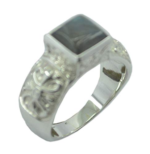 Bague Labradorit Argent 925 : Anneau Multi-Stone Réglable pour Femme