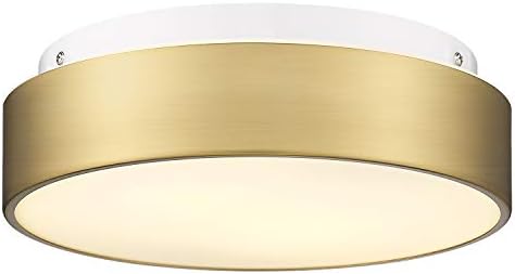 AUTELO 2-Light Close to Ceiling Light Fixture, 11 inch Frosted Glass Shade Flush Mount Ceiling Light Fixture in Antique Brass Finish, E26 Socket for Living Room Hallway Bedroom C3312 BRZ