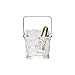Creative Co-Op 24-Ounce Textured Glass Ice Bucket with Handle and Tongs, Clear/Gold