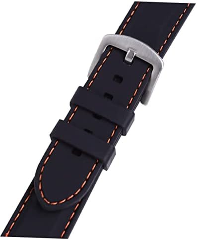 FOMIYES Silicone Watch Strap Replacement Band with Orange Stitching for Fitness and Outdoor Activities image 2