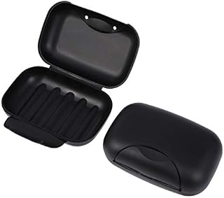 Milisten 2Pcs Travel Soap Case Box Holder Small Bath Hand Face Body Soap Storage Box Dish Container with Lid Cover for Bathroom/Camping/Gym/Business Trip Black