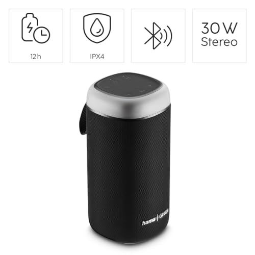 Hama Altoparlante Bluetooth, 30 W (Impermeabile IPX4, Effetti Di Luce Led, 12 Ore Di Durata Della Batteria, Altoparlante Bluetooth Piccolo, Scatola Musicale Bluetooth, Scatola Per Feste Bluetooth, - 2