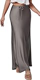Photo Gallery aivtalk gonna lunga donna vintage in raso vita alta coulisse regolabile mezza gonna maxi gonna a-line estate skirt grigio l Photo Gallery aivtalk gonna lunga donna vintage in raso vita alta coulisse regolabile mezza gonna maxi gonna a-line estate skirt grigio l