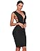 UONBOX Women's Sleeveless Deep Plunge V Neck Night Club Party Bandage Dress with Waist Straps (M, Black)
