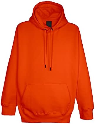 Weaves & Knits Men Fleece Hoodies Top | Soft Breathable Lightweight Relax Fit | Hoodies For Men Orange