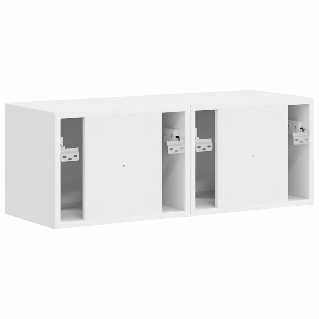 TV-Wandschrank, 2 Stück, weiß, 39 x 31 x 29,5 cm, Holz | Türen mit Scharnier, drehbar 90 °, Wandregale, platzsparend, einfache Reinigung mit feuchtem Tuch