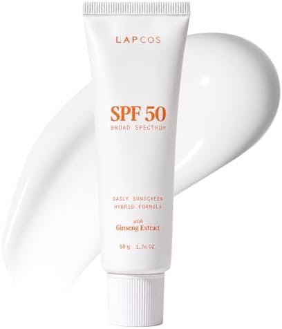 LAPCOS K Beauty SPF 50 Broad Spectrum - Daily Sunscreen Hybrid Formula with Ginseng Extract & Panthenol - Lightweight & Moisturizing Face & Body Sunscreen for All Skin Types - Korean Skin Care 1.76 oz