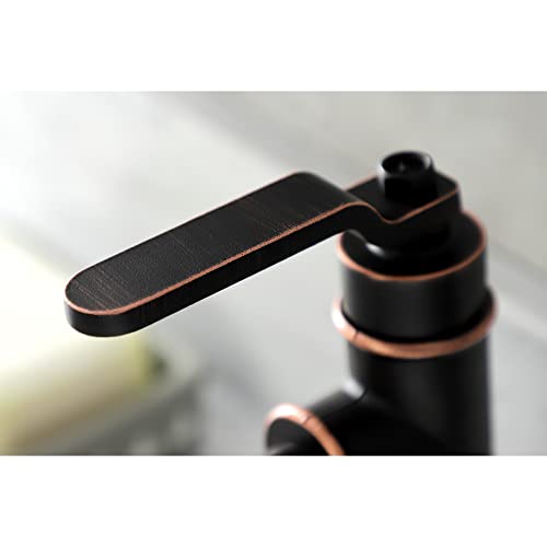 Mitigeur de lavabo monotrou avec bonde push pop-up et finition bronze