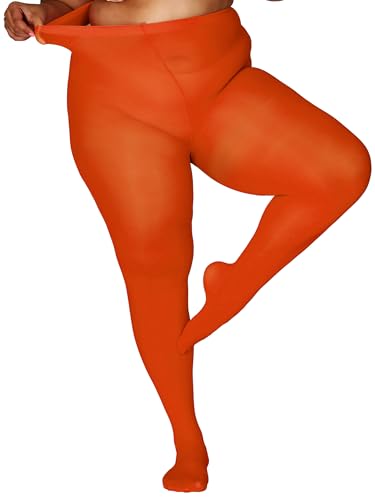 Image of DancMolly Plus Size Tights for Women, Control Top Semi Opaque Nylon Pantyhose High Waist