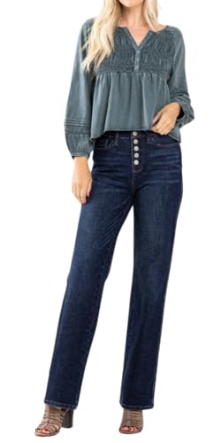 Judy Blue Dark Wash High Waist Button Fly Straight2