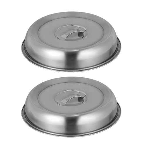 TOVINANNA Tapa De Acero Inoxidable para Platos 26 Cm, Cubierta Redonda para Bistec y Vajilla, Resistente Al Polvo, Herramienta De Cocina para Restaurante y Hogar, Set De 2 Unidades