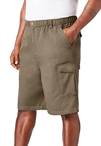 Boulder Creek By Kingsize Men's Big & Tall Renegade 9" Full Elastic Waist Cargo Shorts - Tall - 6Xl, Dark Khaki Brown #TOP3