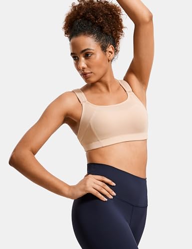 Image of SYROKAN Front Adjustable Sports Bras for Women High Impact | Front Velcro Straps, Wirefree, Double layer Cups, U Back, No Bounce, Running Bra