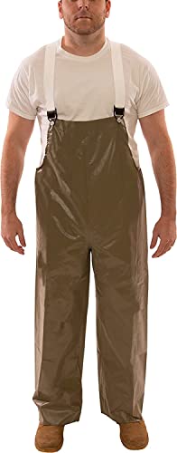 Image of Tingley Magnaprene O12007 Overalls, Extra-Large, Yellow | Taped seams for 100% waterproof protection, Stitched seams, Neoprene on nylon plain front overalls, Olive Drab