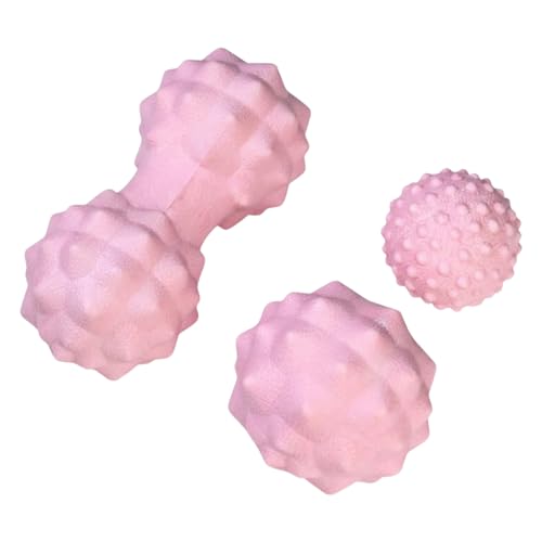 Kit de Bolas de Masaje 3 Piezas, Pelota de Masaje Muscular con Púas para Automasaje Selectivo, Masajeador para Pies Manos Espalda y Cervical, Pelota Miofascial para Relajación, Accesorios de Pilates