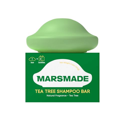 Image of MARS MADE Tea Tree Shampoo Bar 2.0 - Hydrating & Moisturizing Natural Hair Soap Bar Shampoo for Excess Oil Build-Up & Scalp Nourishment - Bathing Soap Solid Shampoo for All Hair Types (120g, 4.23oz)