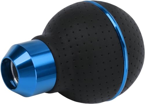 Image of AutoBizarre 5 Speed Aluminum Base Metal Ring Leather Covered Gear Knob Gear Shifter Handle Knob for All Manual Transmission Cars (Blue)