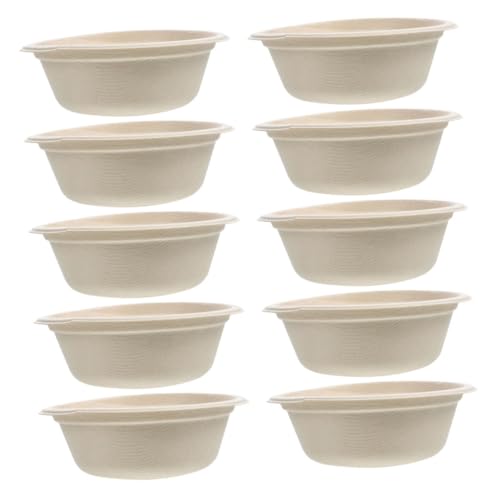 PartyKindom 10個使い捨てペットフードボウル 軽量コンパクト設計 屋外旅行に適した犬猫用給餌容器 小麦わらパルプ素材による耐久性のあるペット用食器