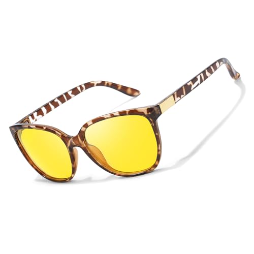 TJUTR Anti-Glare Night Vision Driving Glasses for Men & Women,Polarized Yellow Lenses for Nighttime Safety TN2593