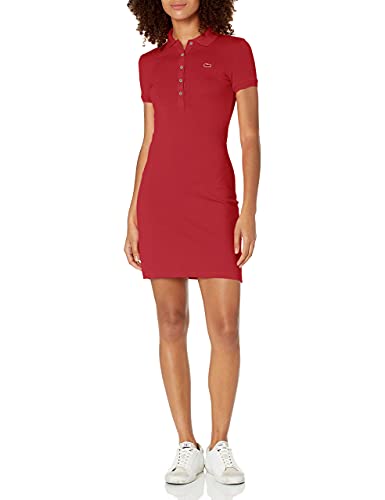 Lacoste Womens Stretch Cotton Short Sleeve Mini PiquÃ© Polo Dress Dress, Bordeaux Red, 4