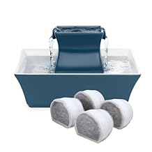 PetSafe Drinkwell Pagoda Pet Fountain 70 oz/ 2L Capacity,Elevated Indoor Ceramic Cat Water Fountain, 2 Levels of Free-Falling Stream, Included Carbon & Foam Filters Provide Fresh Water with Every Sip
