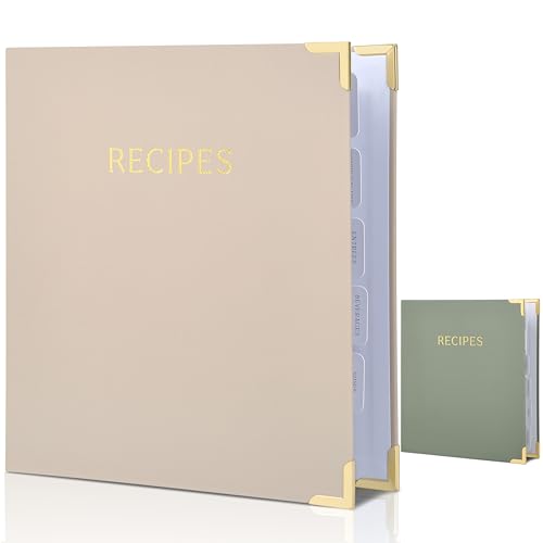 Aesthetic Recipe Binder with Waterproof Cover - The Perfect Recipe Book with Plastic Sleeves to Write in Your Own Recipes - Quality Blank Cookbook Binder to Organize Your Recipes - Recipe Cards incl.