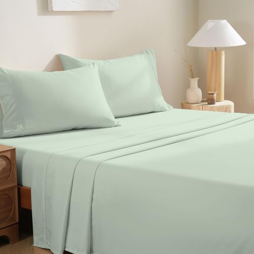 MCO Bedding Full Bed Sheets Set - Soft Bed Sheets - Cooling Breathable Bedding Set with 16 Deep Pocket (4 Pieces Full Sage Green)