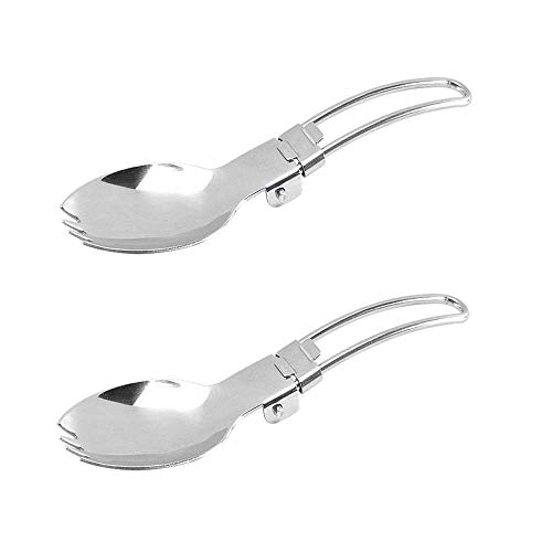 DECHO-C Tenedor plegable 2 en 1 de acero inoxidable, tenedor, cuchara, vajilla para exterior, cubertería y vajilla saludables Cover