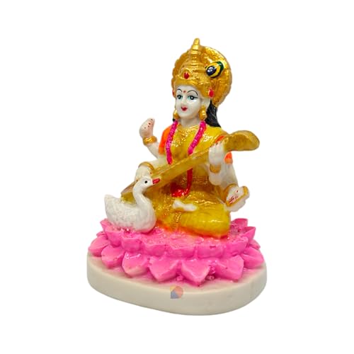 Image of Saraswati Idol - Saraswati murti for Home Decor & Office - (15 cm) (Multicolor)- Good for Wealth, Knowledge & Prosperity