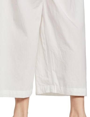 Image of Pack of 1 Stylish & Comfortable Rayon Cotton Straight Cut Wide Legs Palazzo Trousers for Women /Knitted Rayon Cotton Ethnic Palazzo White