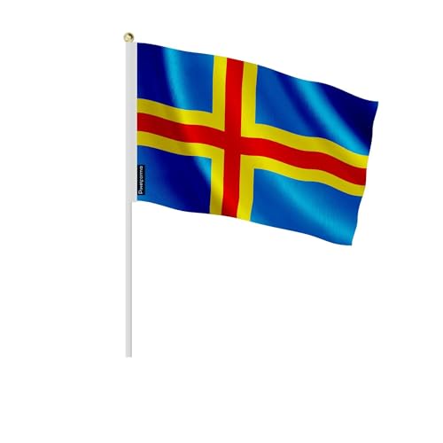 Drapeau Åland miniature 14x21cm en lot de 100 pièces pour défilés et événements sportifs