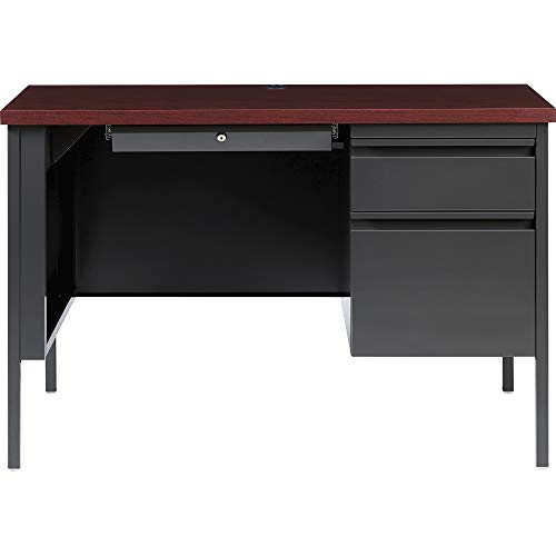 Lorell Fortress Series Mahogany Laminate Top Pedestal Desk, Charcoal Gray #TOP11