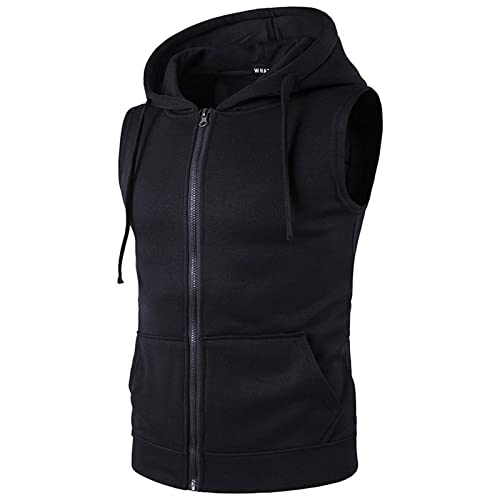 トップス 00's tornado mart Sleeveless Hoodie Vest Mens Slim Fit Sleeveless Lightweight Zip Up Hooded Sweatshirt Vest