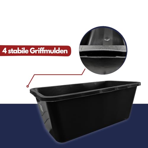 Mörtelkästen 65-90 liter | Mörtelkübel rund oder eckig | Kunstoff-Wannen in Markenqualität | Pflanzkübel für Hochbeet (5 x 65l eckig)