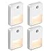 ADAZ Luce Notturna LED, 4 Pz Luce LED Sottopensile con sensore movimento, Sensore Crepuscolare Luci LED a Batteria AAA con Adesivo Forte per Scale Credenza Corridoio Bagno Cucina e Camera (Bianco)