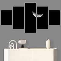 SIGNWIN 5 Panel Canvas Wall Art Aerial Astronomy & Space Expressive Global Moon Multicolor Photography Realism Warm for Home Decorations Ready to Hang - 60