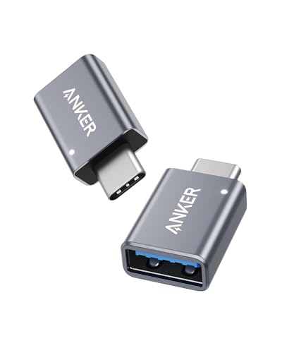 Anker Adaptador USB C (pacote com 2), transferência de dados de alta velocidade, adaptador USB-C para USB 3.0 fêmea para MacBook Pro 2020, iPad Pro 2020, Samsung Notebook 9, Dell XPS
